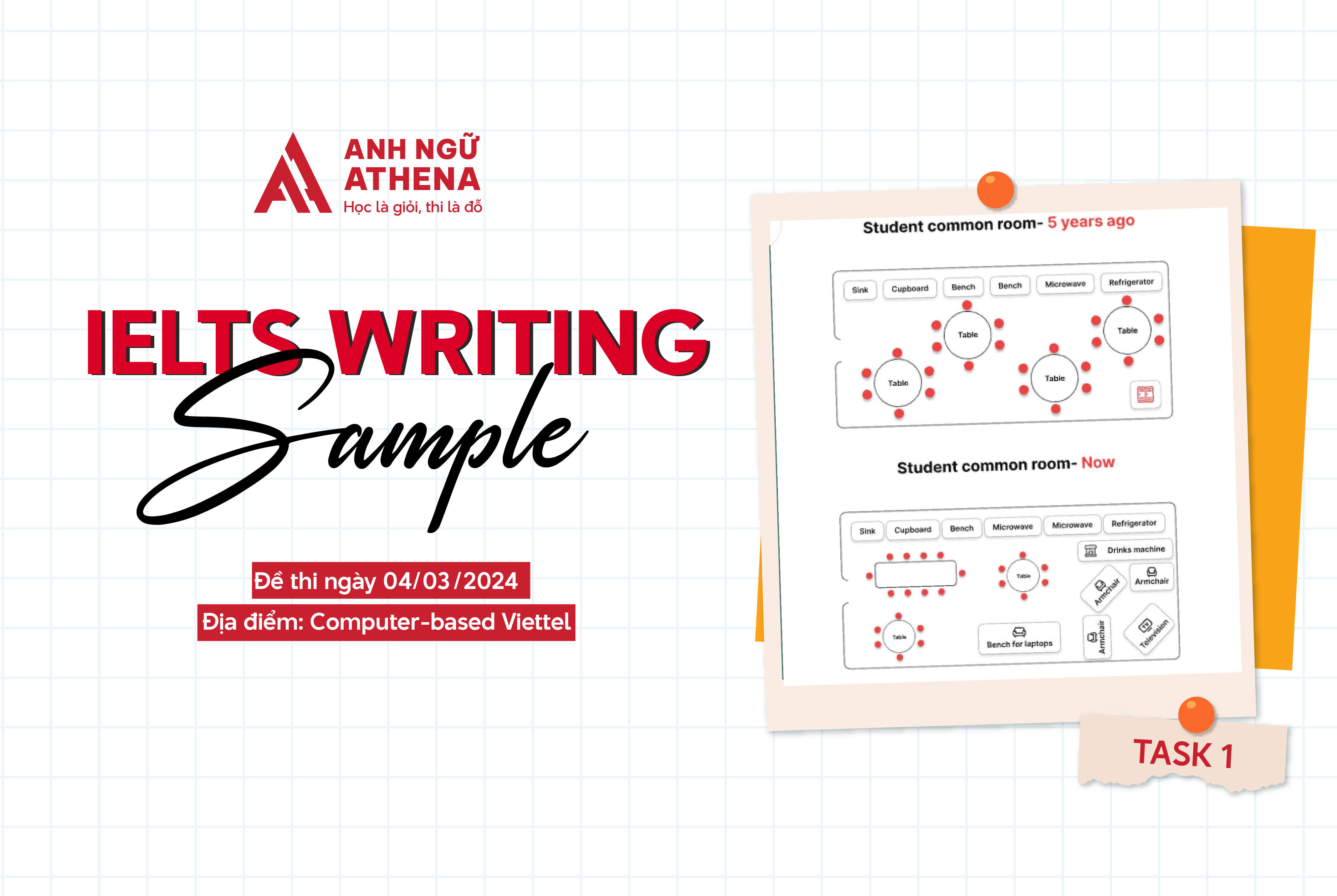 Giải đề IELTS Writing Task 1: The diagrams show changes in a student common room.